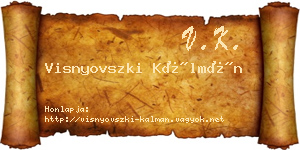 Visnyovszki Kálmán névjegykártya